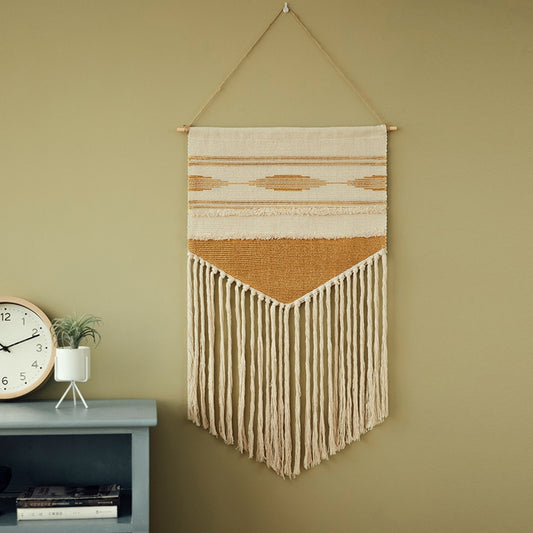 Boho Wall Weaved Tapestry - Cream or Light Grey 19x18in