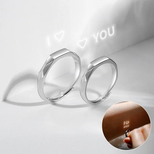 S925 Sterling Silver Rings By Light Reflect Show Surprise Love Pattern Surface Hidden New Jewelry Romantic Party Gift Wedding Engagement