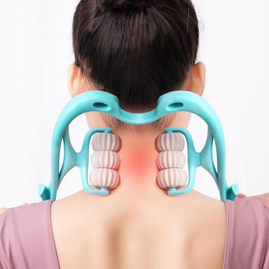 Neck Massager Reliever w 6 Rollers