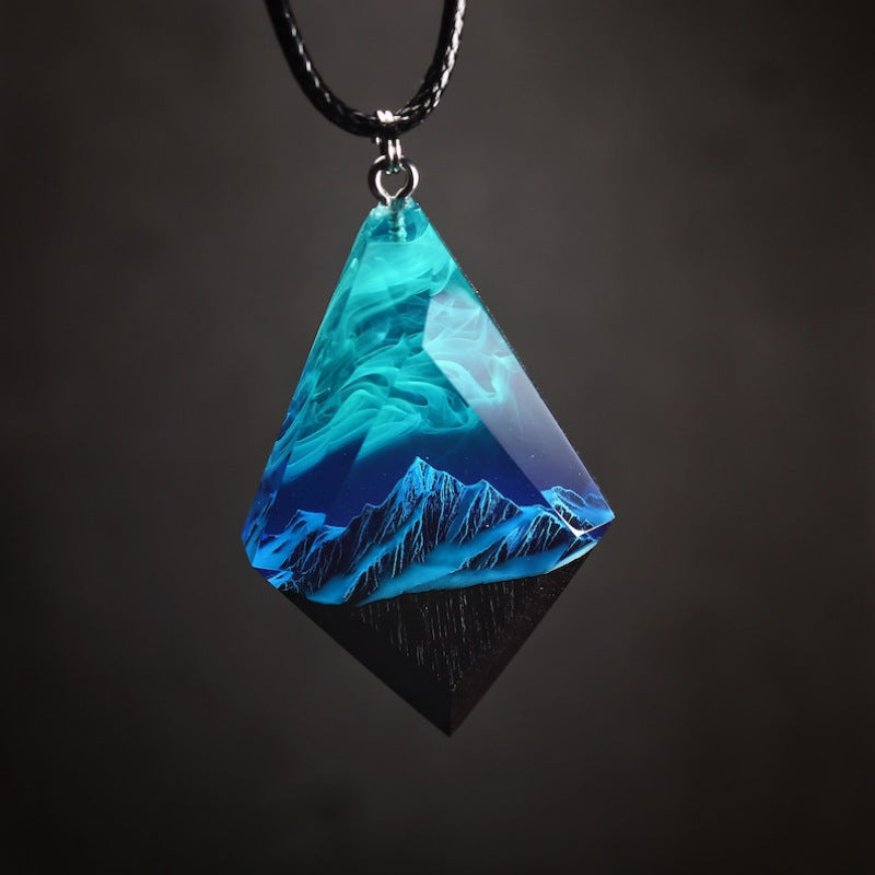 Snow Mountain Aurora Resin Luminous Pendant Noctilucent Necklace