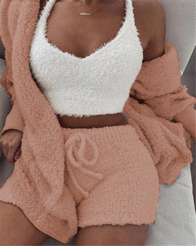 Cozy 3 piece Cami, Short & Cardigan Set