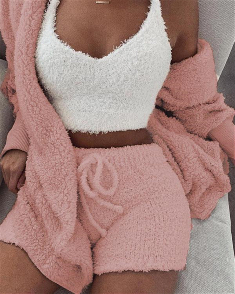 Cozy 3 piece Cami, Short & Cardigan Set