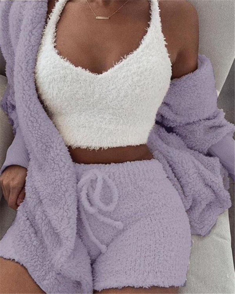 Cozy 3 piece Cami, Short & Cardigan Set