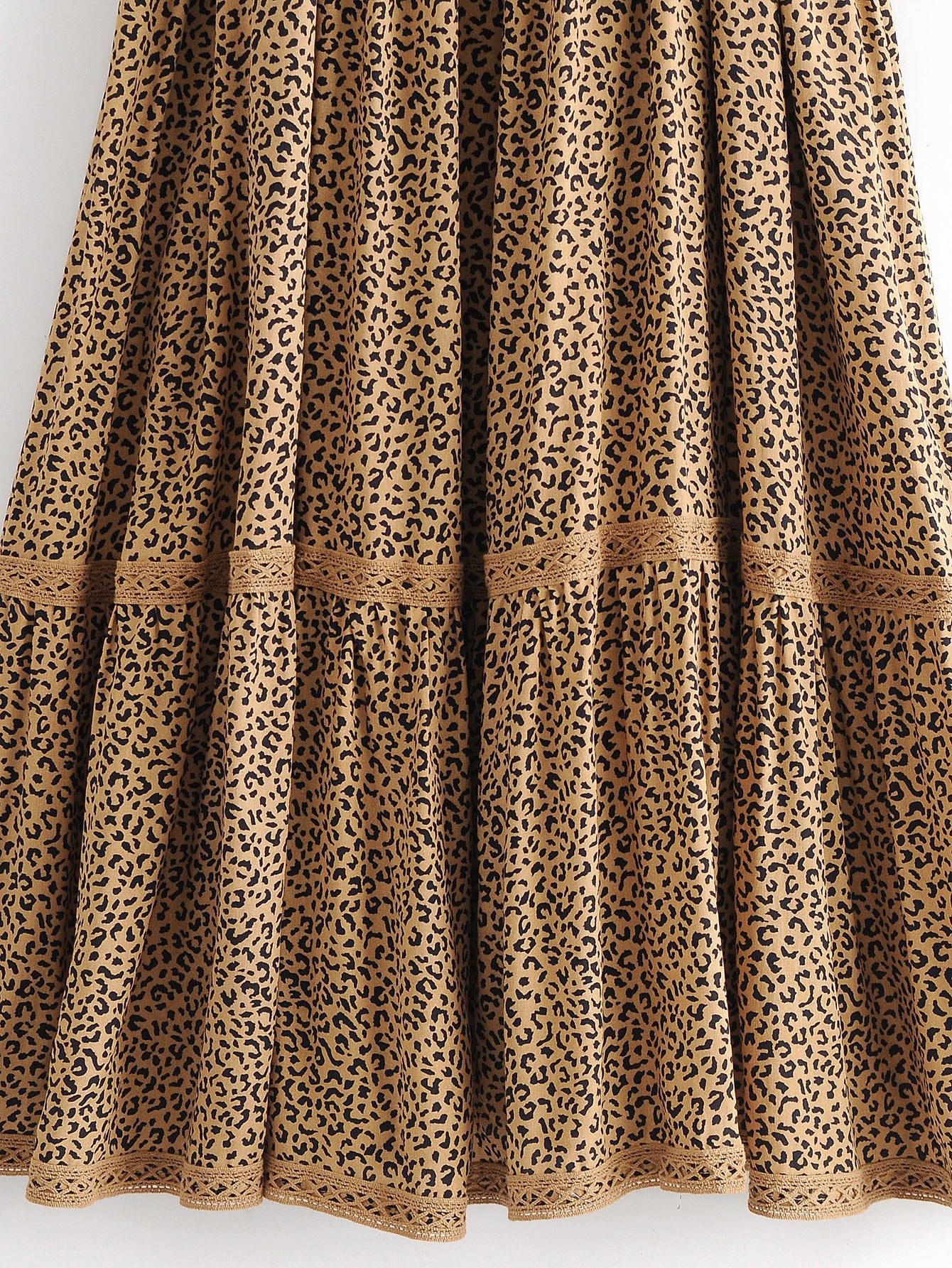 Leopard Print Strap Dress with Lace Trim