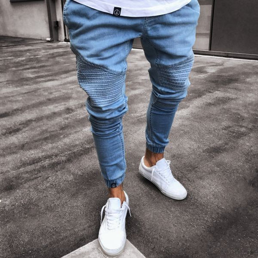 Jeans Men's Explosive Fashion Light Blue Skinny