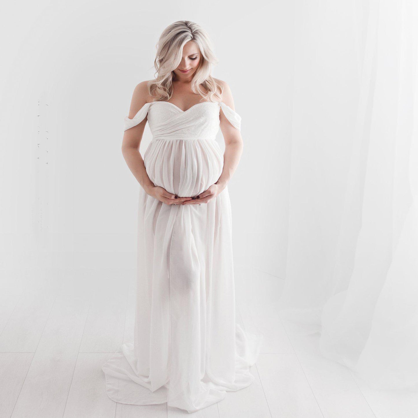 Maternity Photo Dress Front  Mopping Foor Long Skirt Dress