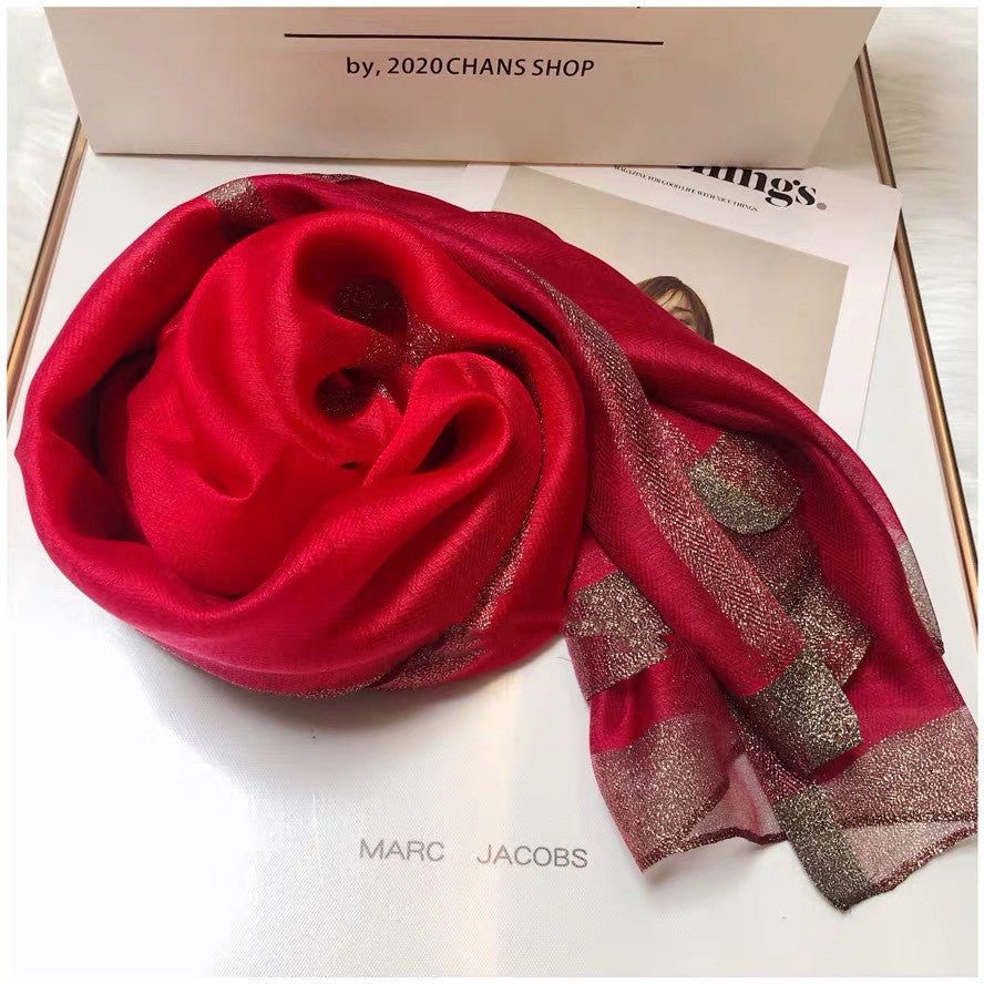 Thin Silk Color Matching Fashion Silk Scarves