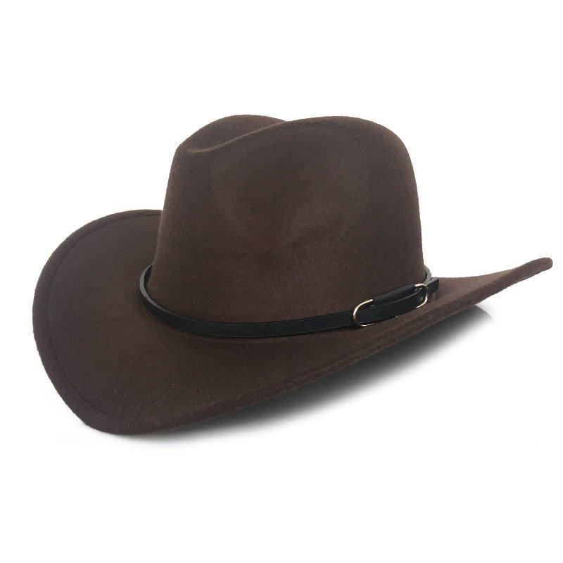 Vintage Autumn And Winter Men's Woolen Western Cowboy Hat