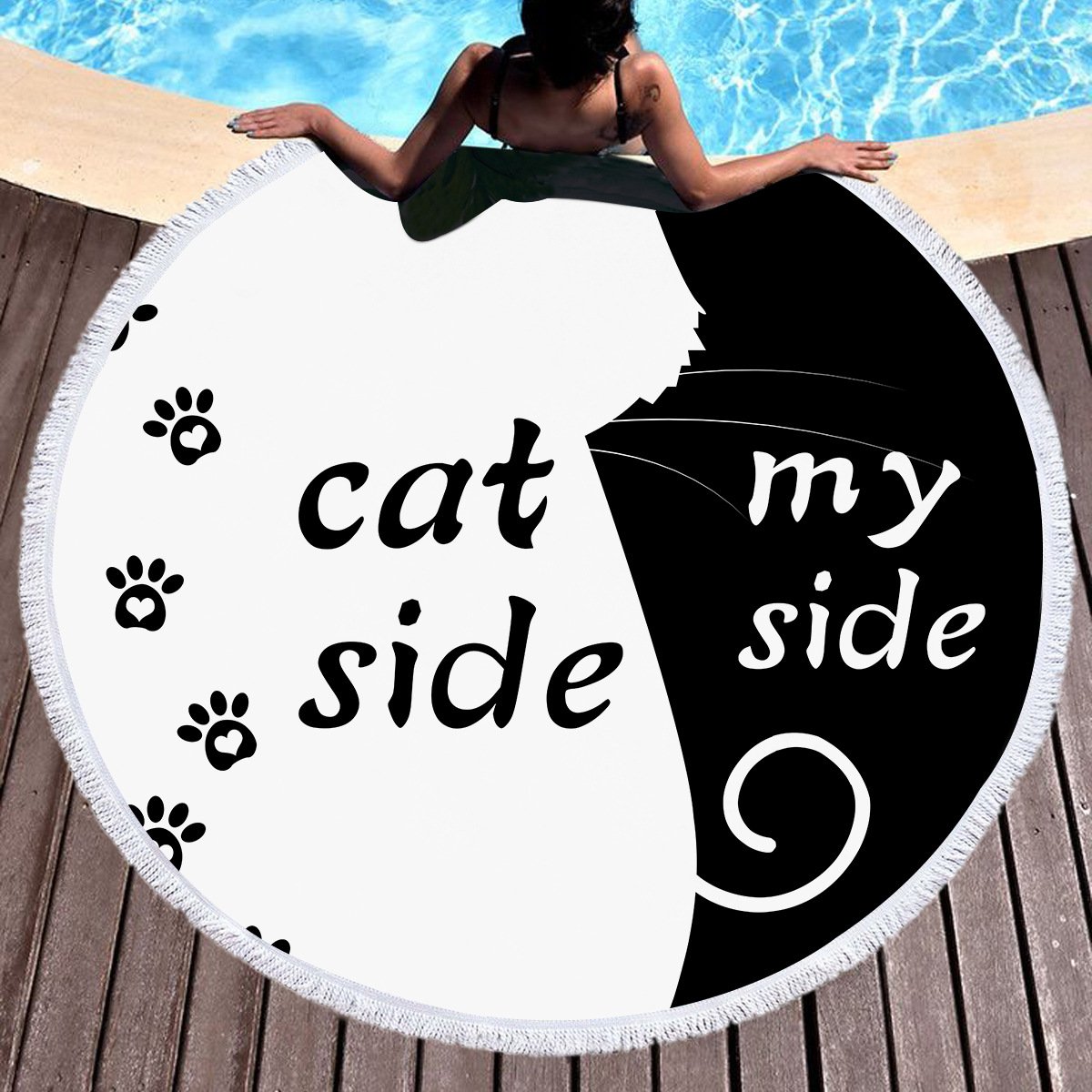 Purrfect Cat Lover Beach Towel, Featuring: My Side Cat Side