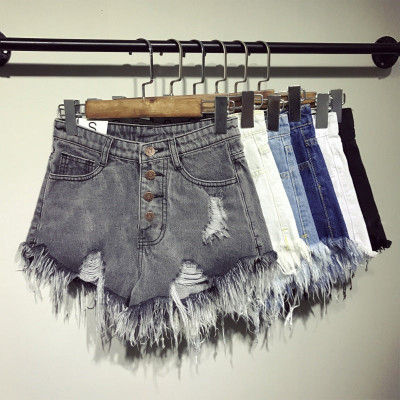 boho female fashion casual summer cool women denim booty Shorts high waists fur-lined leg-openings sexy short Jeans