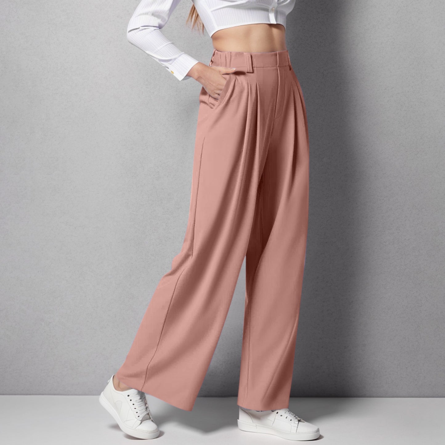 High Waist-Loose-fit Tappered Trouser