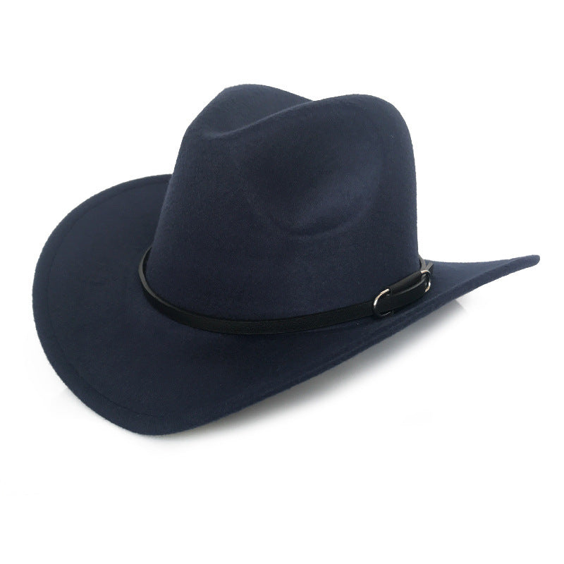 Vintage Autumn And Winter Men's Woolen Western Cowboy Hat