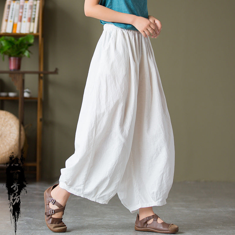 Cotton Linen Women's Sand Washed Linen Bloomers