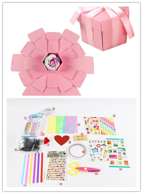 Surprise Explosion Box DIY Handmade Scrapbook Photo Album Gift Box for Valentine Gift