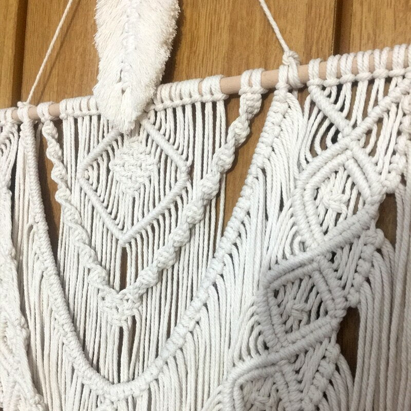 Macrame Wall Hanging Decor Boho Woven Home Decoration for Bedroom Living Room Gallery Geometirc Handmade Ornaments 35"x23.6"