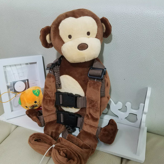 New monkey against lost knapsack cartoon children's book bag baby safety step belt Toy Plush bag