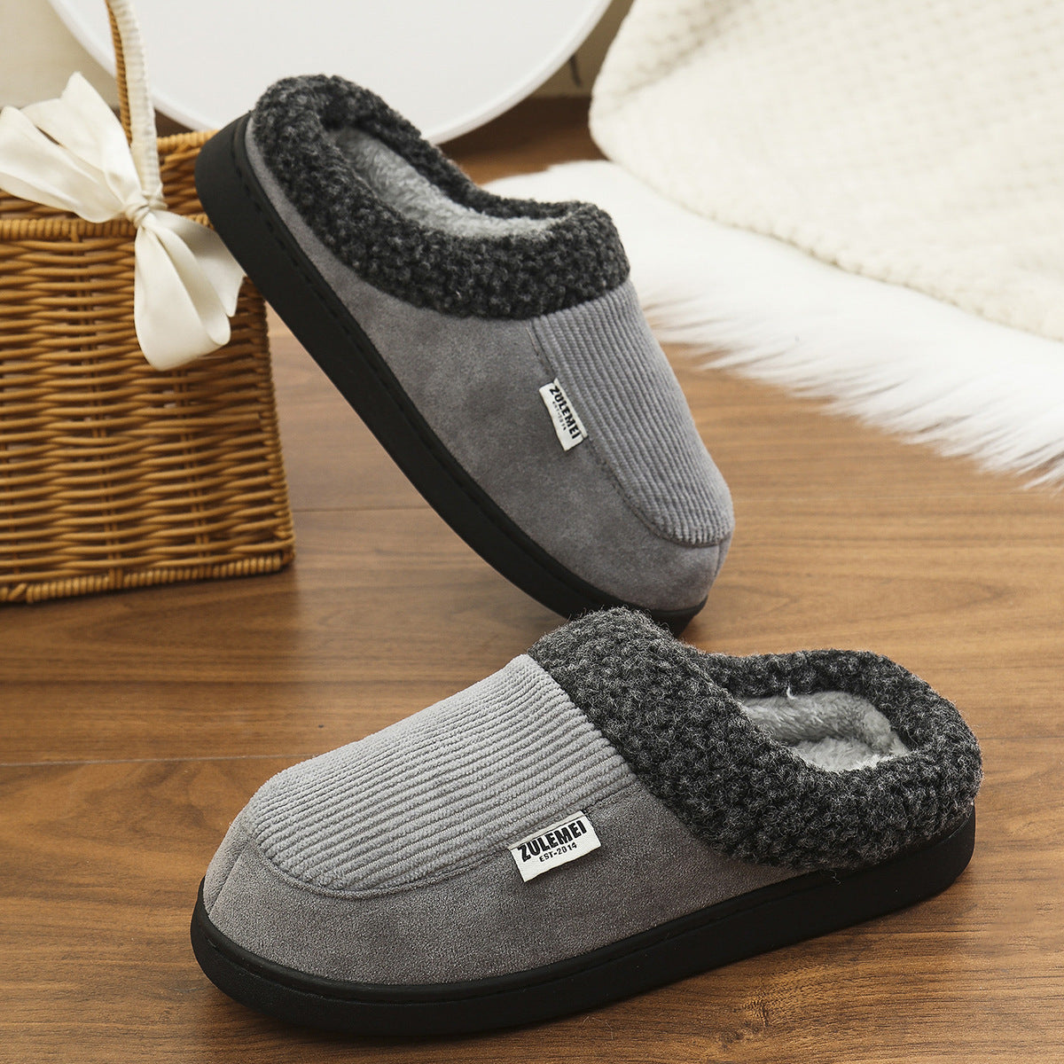 Solid Striped Cotton Slipper