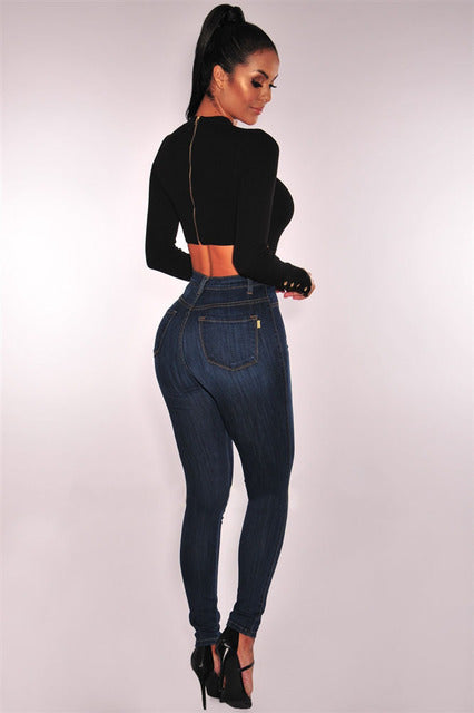 Autumn high selling ladies jeans waist sexy female skinny jean