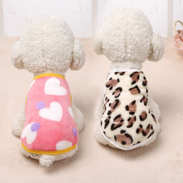 Dog Coat Vest Pet Velvet Dress Leopard Print Bust