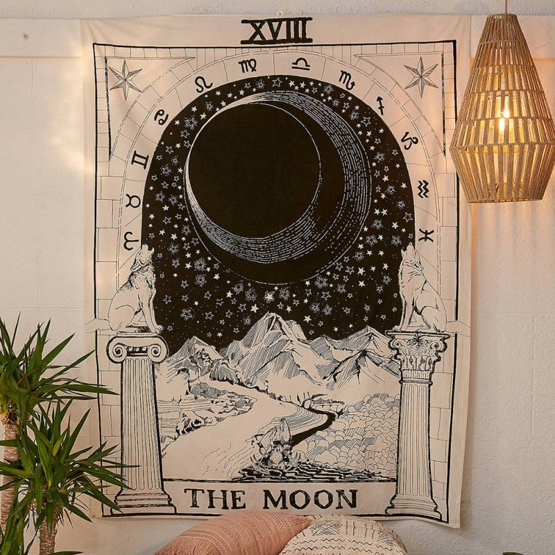 Boho 59x70in  Zodiac and Moon Tapestry Wall Hanging