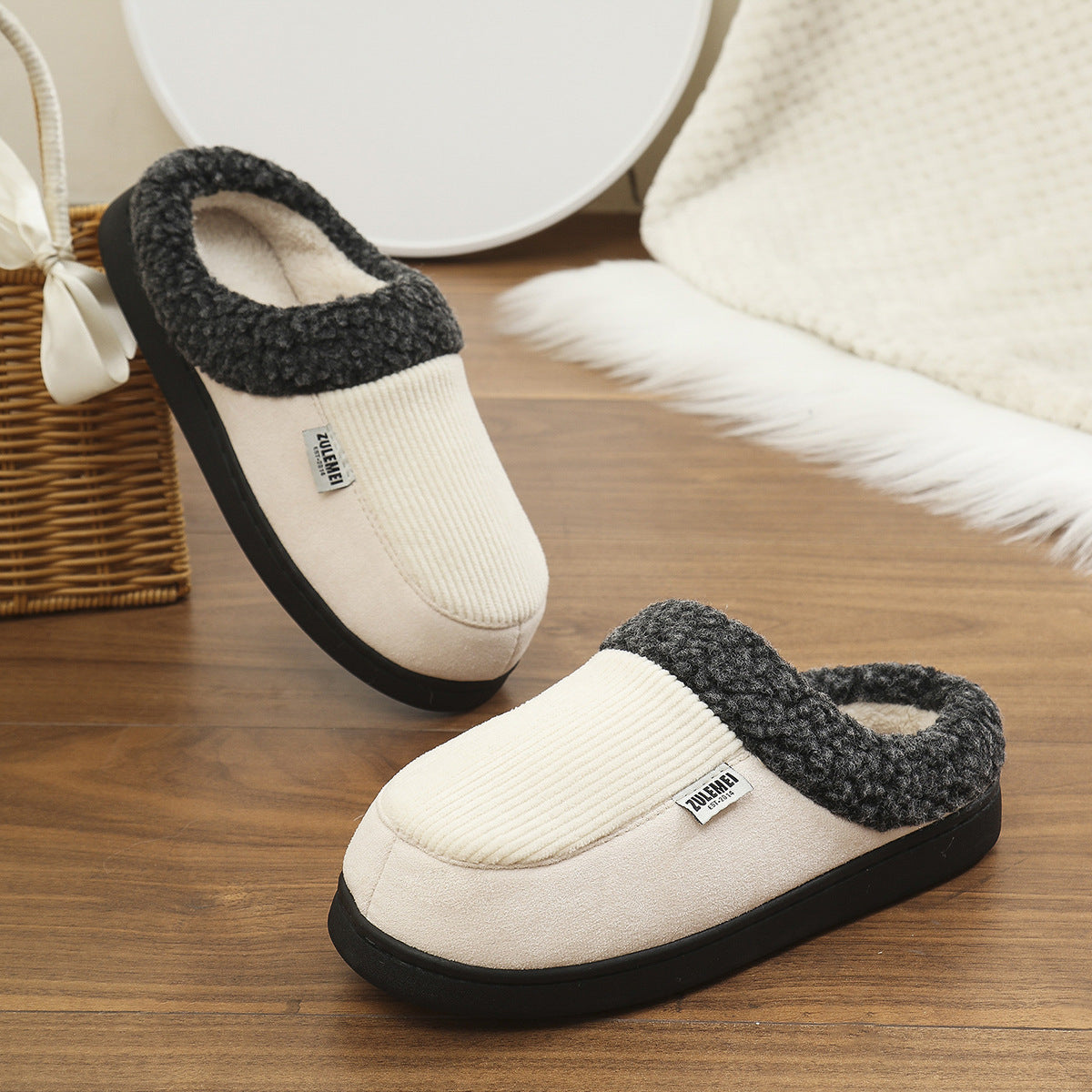 Solid Striped Cotton Slipper