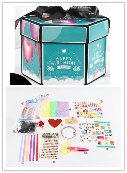 Surprise Explosion Box DIY Handmade Scrapbook Photo Album Gift Box for Valentine Gift