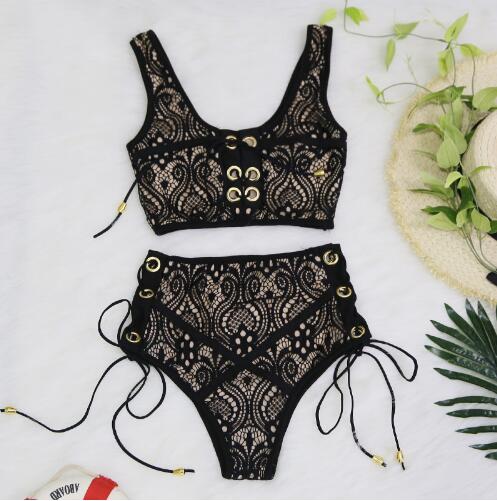 Lace High Waist Push Up Swimsuit Bikini Set Push Up Suit Swim