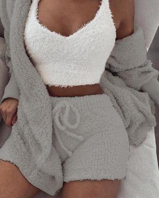 Cozy 3 piece Cami, Short & Cardigan Set