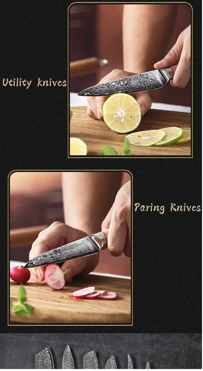 Professional Knive Set Elevate Your Culinary Experience with the 67-Layer Steel V Gold 10 Damascus Kitchen Knives