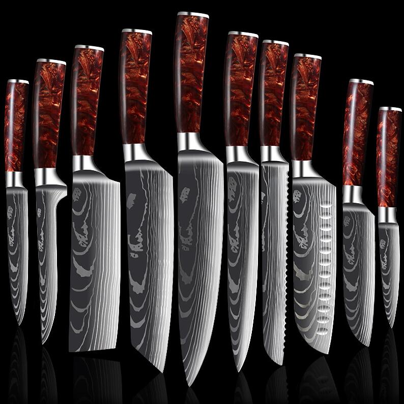 Professinal Knife Set Kitchen Knives Professional Chef Knives Kitchen Knife Japanese 5CR15 440C High Carbon Stainless Steel Pattern Knife