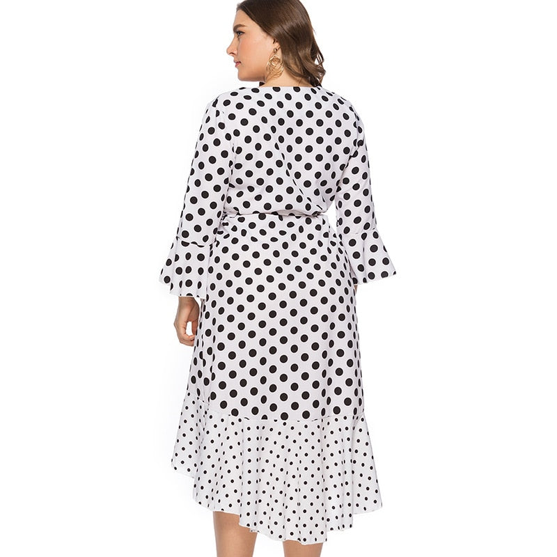 Summer new arrival Plus Size midi Dot dress 4XL 5XL 6XL woman fashion ladies bandage dress