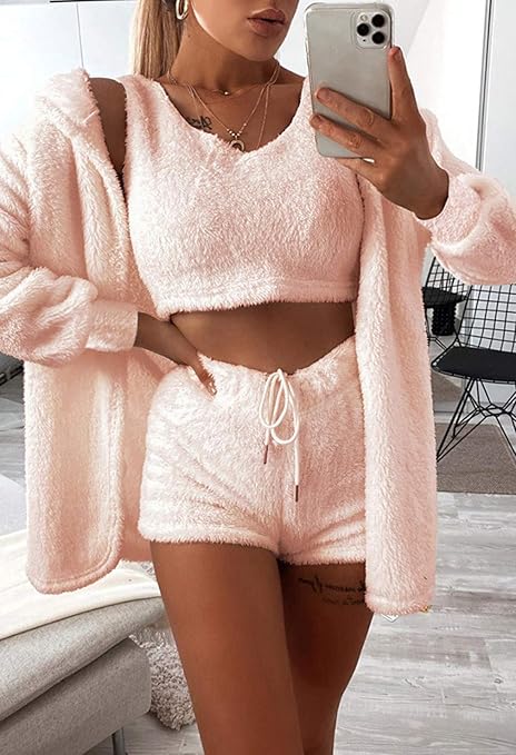 Cozy 3 piece Cami, Short & Cardigan Set