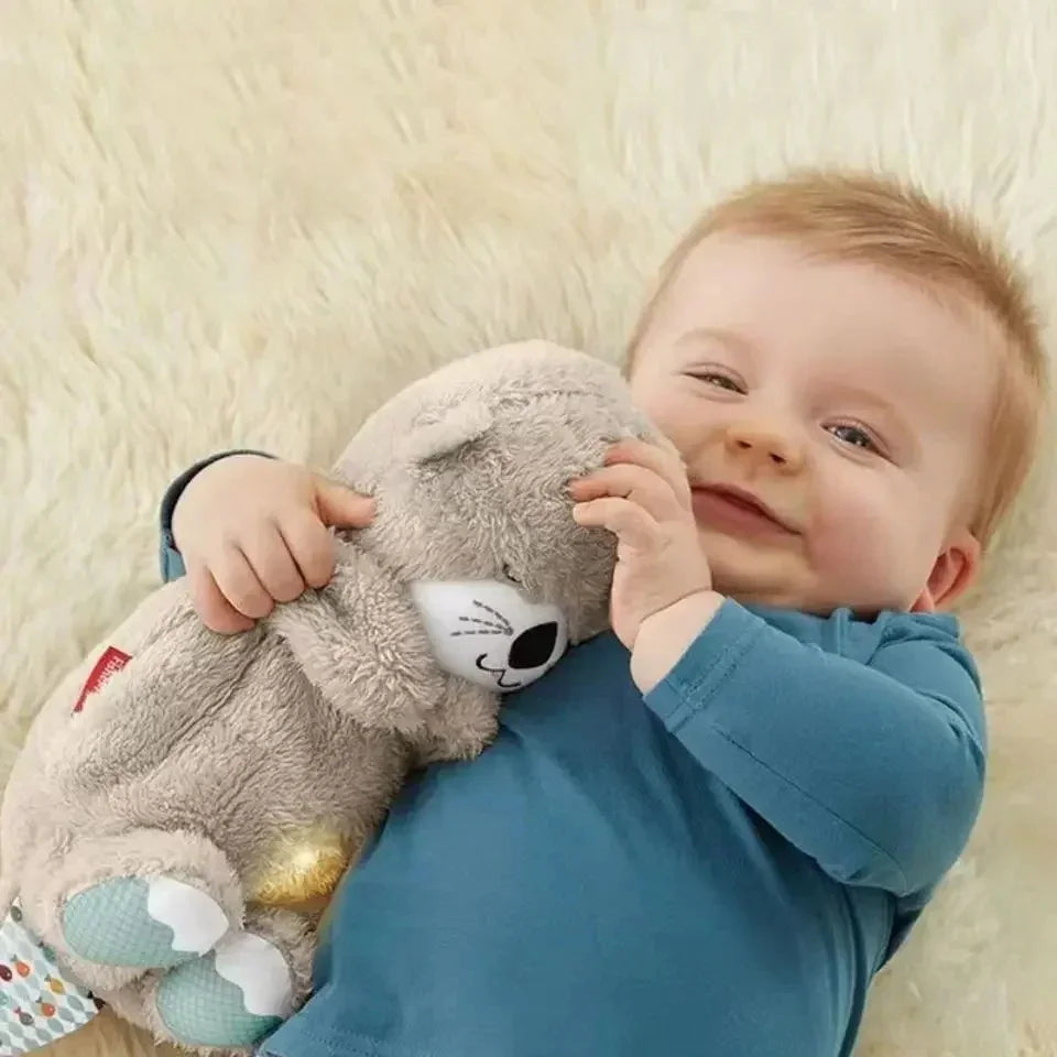 Baby Plush Doll Breathing Bear Newborn Soothing Sleep Playmate Otter Toy Kids Music Sleeping Companion Sound Light Doll Toy Gift