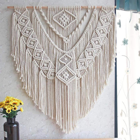 Macrame Wall Hanging Decor Boho Woven Home Decoration for Bedroom Living Room Gallery Geometirc Handmade Ornaments 35"x23.6"