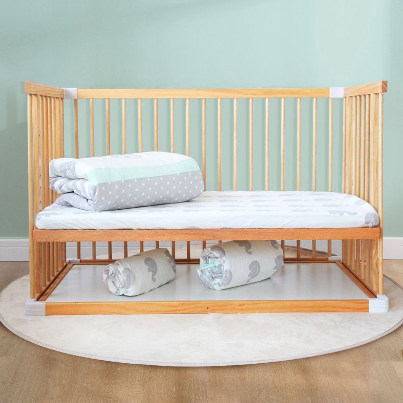 Japanese Style Solid Wood Newborn Crib Splicing Bed Pine With Guardrail