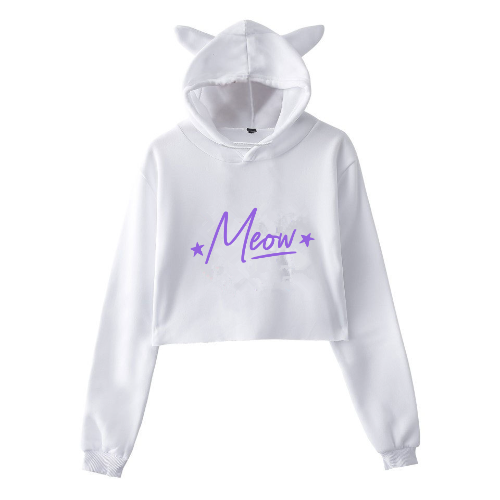 Viral cat sweater with cat ears on hood "Meow"