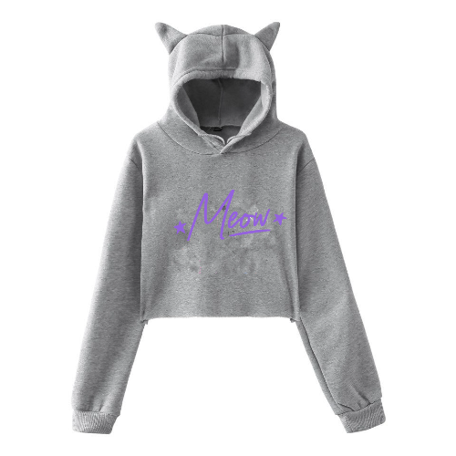 Viral cat sweater with cat ears on hood "Meow"