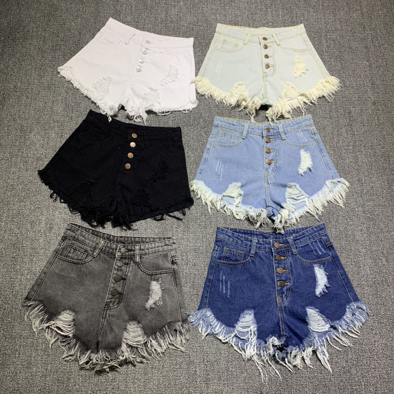 boho female fashion casual summer cool women denim booty Shorts high waists fur-lined leg-openings sexy short Jeans