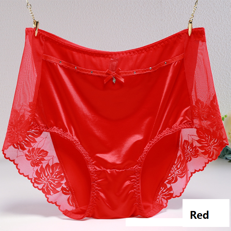 Plus Size Underwear for Women Sexy Thin Transparent Lace Modal Cotton Panties with High Waist Big Size Briefs of Large Sizes