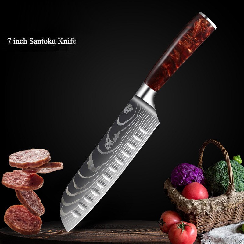 Professinal Knife Set Kitchen Knives Professional Chef Knives Kitchen Knife Japanese 5CR15 440C High Carbon Stainless Steel Pattern Knife