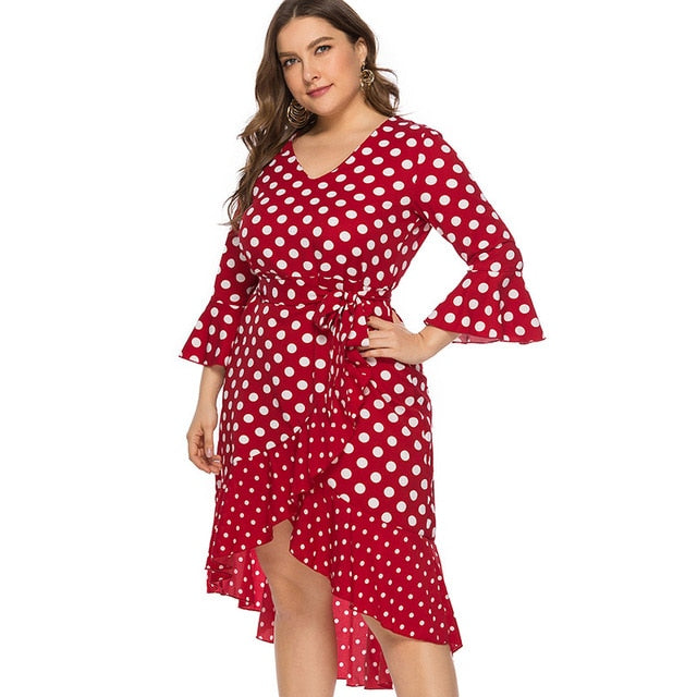 Summer new arrival Plus Size midi Dot dress 4XL 5XL 6XL woman fashion ladies bandage dress