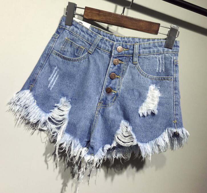 boho female fashion casual summer cool women denim booty Shorts high waists fur-lined leg-openings sexy short Jeans