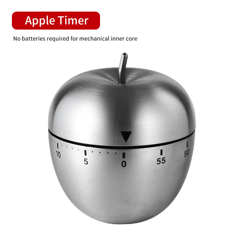 Creative Stainless Steel Kitchen Timer Egg Apple Timer Mechanical Reminder Countdown Kitchen Gadget