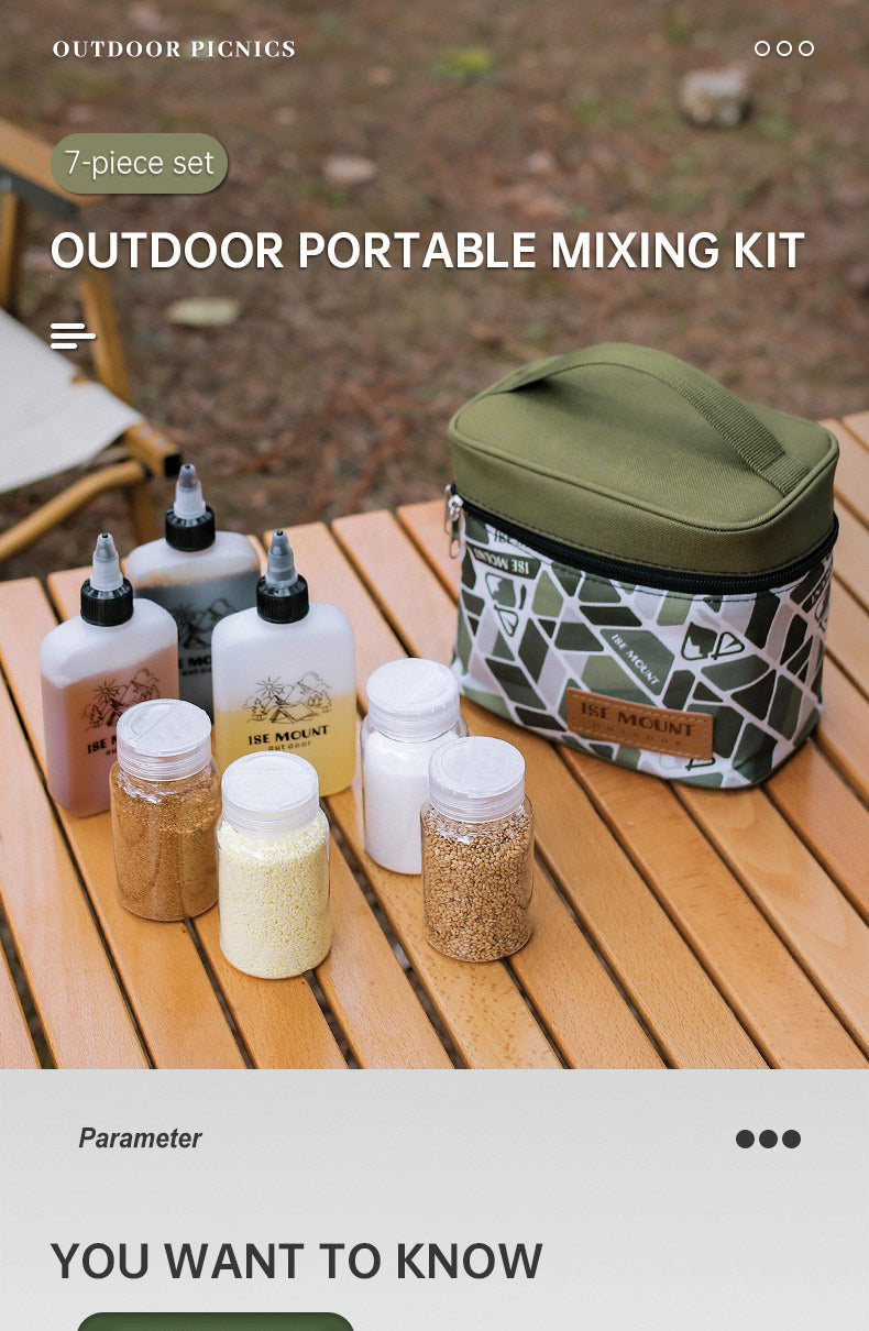 Outdoor seasoning storage bag 7-piece camping seasoning bottle storage bag seasoning can set portable makeup bag