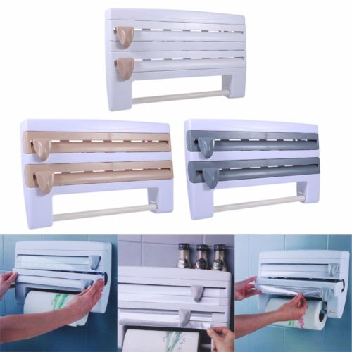 4 in 1 Kitchen Organizer Wall Mount- Towel -Roll- Holder- Hanger- Organizer