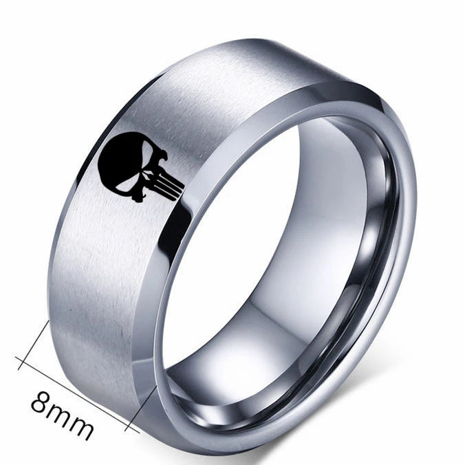 51JEWELRY 8mm Titanium Skull Ring For Men and Women