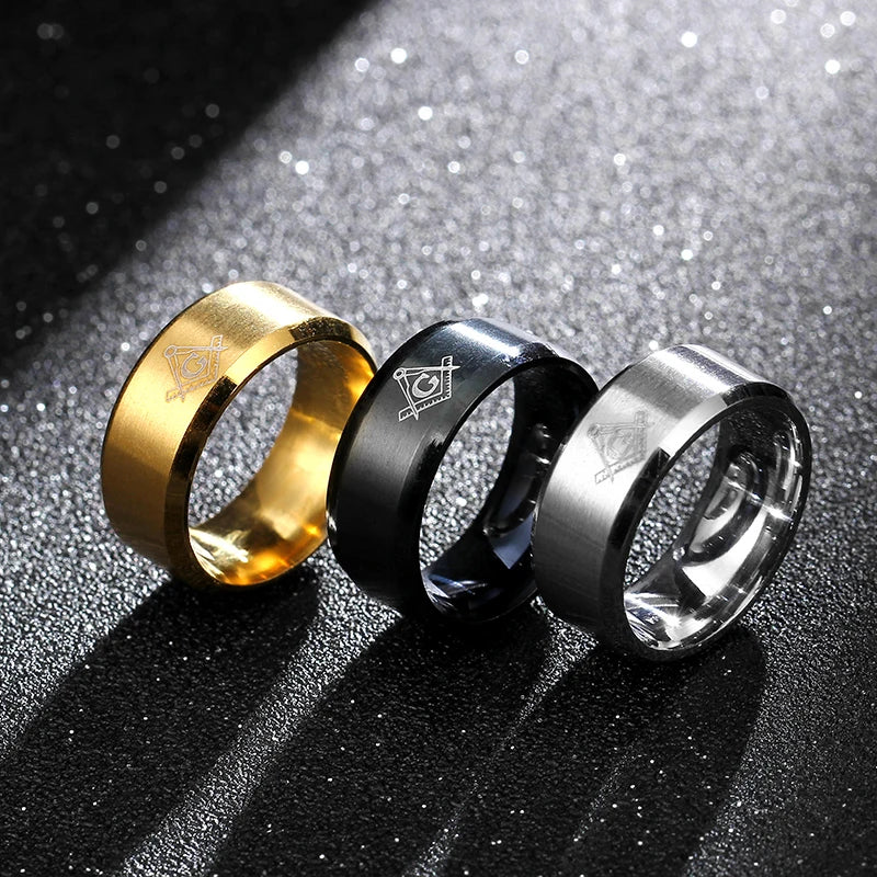 51JEWELRY 8mm Freemasons Masonic Rings For Men and Women