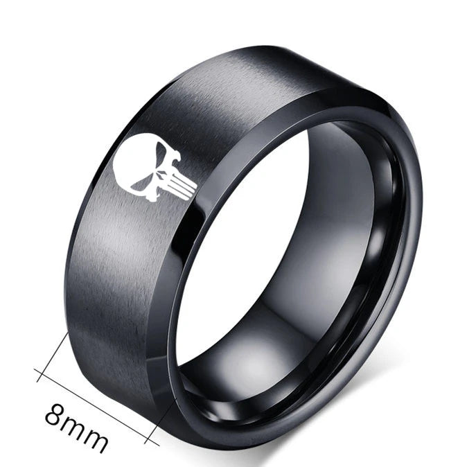 51JEWELRY 8mm Titanium Skull Ring For Men and Women