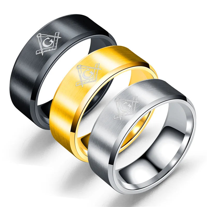 51JEWELRY 8mm Freemasons Masonic Rings For Men and Women