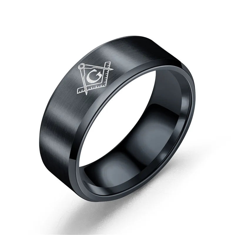 51JEWELRY 8mm Freemasons Masonic Rings For Men and Women